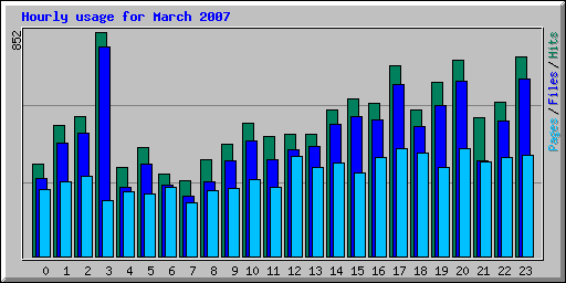 Hourly usage for March 2007
